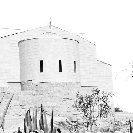 in the antique monastery religion site of mount nebo in jordanの写真素材