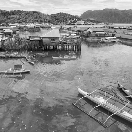 blur  philippines house in the  slum  for poor people concept of poverty and degradationsのeditorial素材