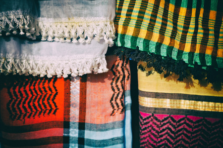 the texture of the cotton traditional symbolic  arabian  scarf like background abstractの写真素材