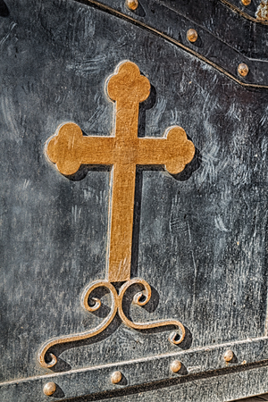 in saint george church of jordan the doorway and a cross like background conceptの写真素材