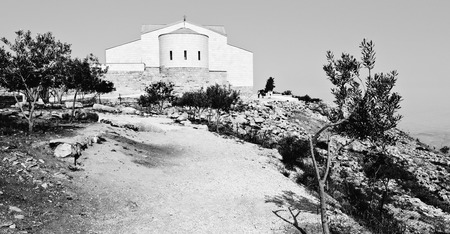 in the antique monastery religion site of mount nebo in jordanの写真素材