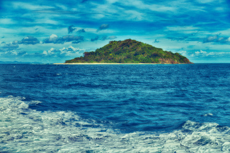 blur  in  philippines   a view from  boat  and the pacific ocean  mountain backgroundの写真素材