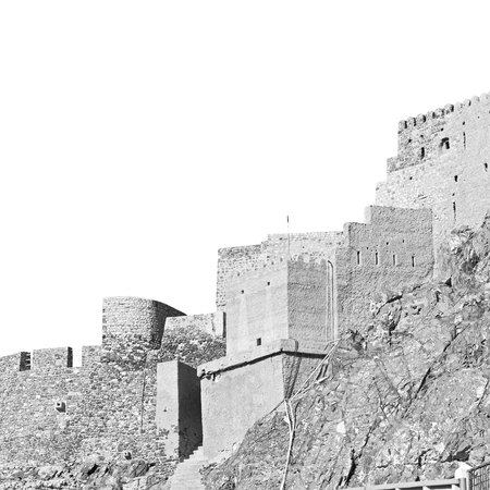fort battlesment sky and   star brick in oman muscat the old defensiveの写真素材