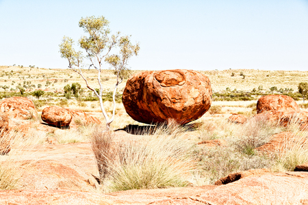 in australia the rocks  of devil s marble in the northern  territoryの写真素材