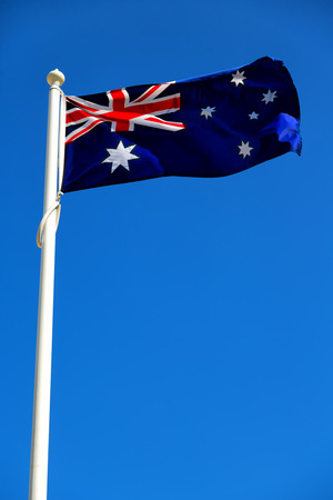 australia in the clear sky  the waving flag