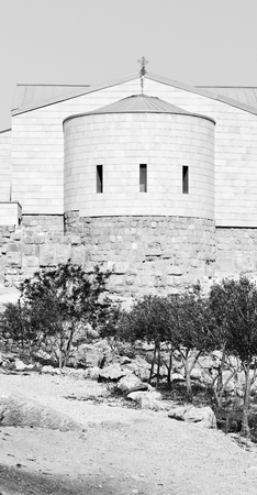 in the antique monastery religion site of mount nebo in jordanの写真素材