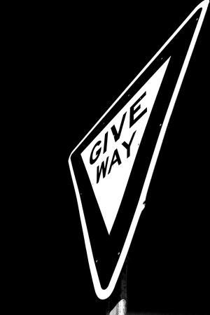 in australia the road street signal of give wayの写真素材