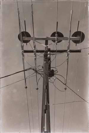in  australia the concept of power line with electrical pole in the clear skyの写真素材