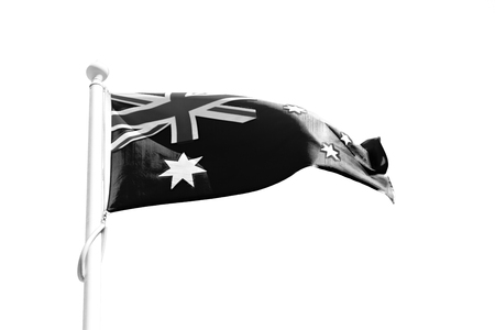 australia in the clear sky  the waving flagの写真素材
