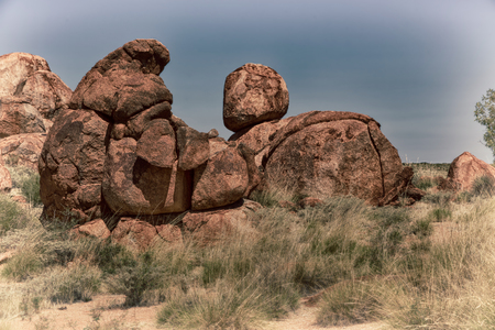 in australia the rocks  of devil s marble in the northern  territoryの写真素材