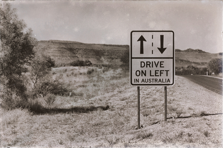 in  australia   the sign of drive on left like  concept of safetyの写真素材