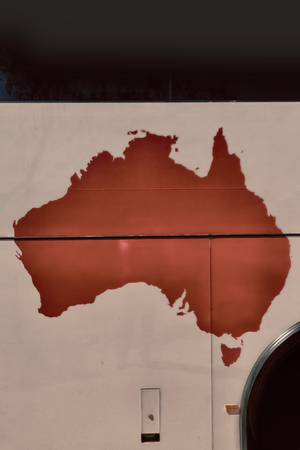 in  australia the map of the country in a bus metalの写真素材