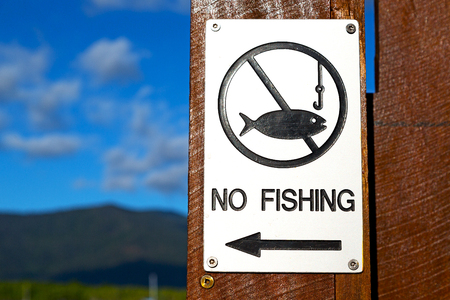 in australia. the sign of no fishing like law informationの写真素材