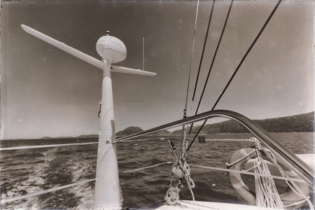 in the clear empty sky the catamaran radar conceot of safetyの写真素材