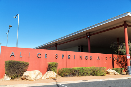 in australia the entrance of the alice spring airport and skyのeditorial素材