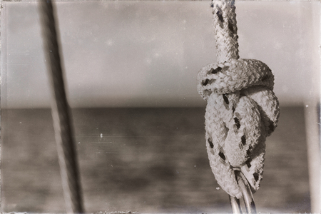 in australian catamaran a old rope  in the sky like abstract conceptの写真素材