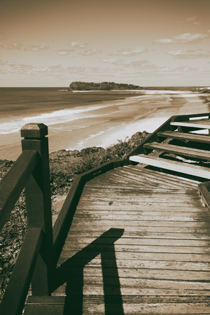 in Australia the walkway to the beach of Hervey Bay Fraser Island like paradise concept and relaxの写真素材