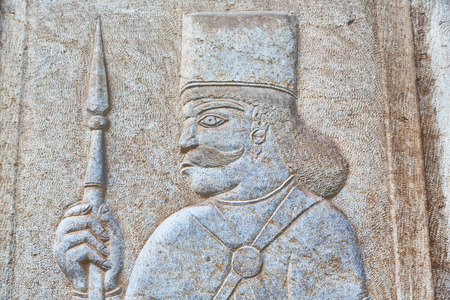in iran the bas relief of an antique warriorの写真素材