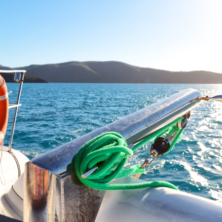 in australia boat and  light     in the catamaran  deck concept of sport and relaxの写真素材