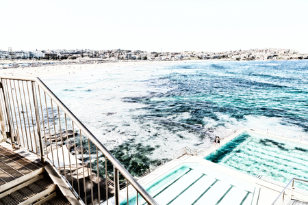 in  australia bondie  beach and the resort pool near oceanの写真素材