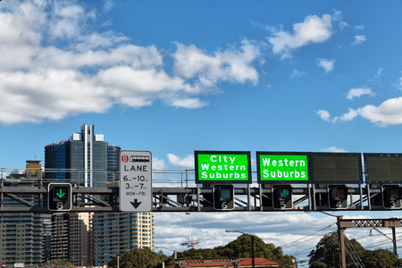 in  australia   sidney the sign and the display of the highway to the cityの写真素材