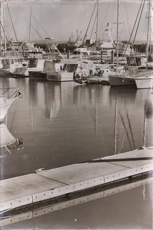 in australia, fraser island. the boat in the pier near oceanの写真素材
