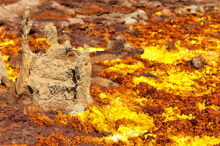 the volcanic depression of dallol in africa, in the land of ethiopiaの写真素材