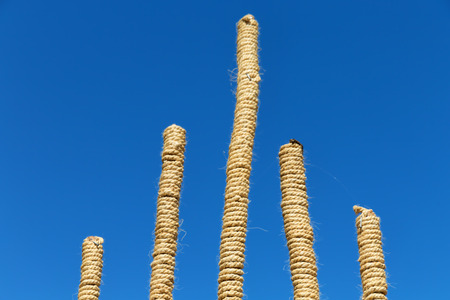in   ethiopia africa  bamboo and rope abstract in the sky concept of differencesの写真素材