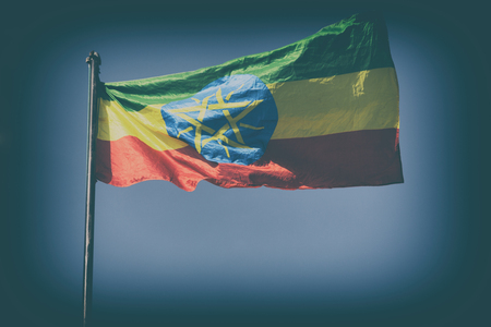 in  ethiopia africa the colorful flag waving in the skyの写真素材