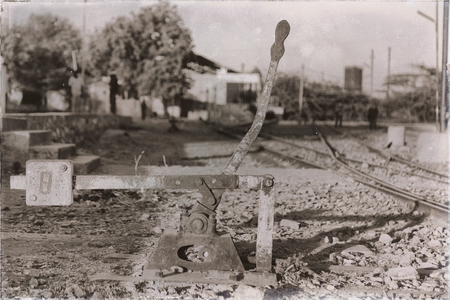 in   ethiopia africa  in the reilroad station the signal and the line change like conceptの写真素材