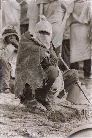 ETHIOPIA,LALIBELA-CIRCA  JANUARY 2018--unidentified man walking to genna celebrationのeditorial素材