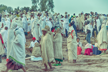 ETHIOPIA,LALIBELA-CIRCA  JANUARY 2018--unidentified people in crowd of  the genna celebration
のeditorial素材
