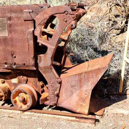 in  australia   the old and rusted mining cart and broken railway