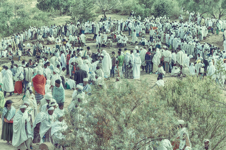 ETHIOPIA,LALIBELA-CIRCA  JANUARY 2018--unidentified people in crowd of  the genna celebration
のeditorial素材
