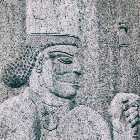 in iran the bas relief of an antique warriorの写真素材