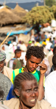 ETHIOPIA,LALIBELA-CIRCA  JANUARY 2018--unidentified people in the market during the genna...