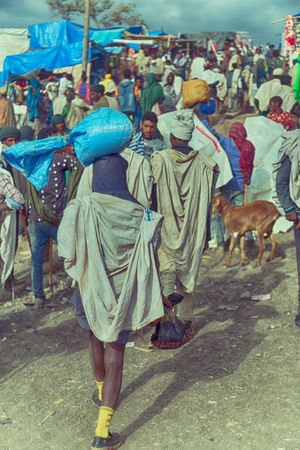 ETHIOPIA,LALIBELA-CIRCA  JANUARY 2018--unidentified people in the market during the genna celebration
のeditorial素材