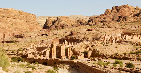 in petra jordan the antique street full of columns and architecture heritageのeditorial素材