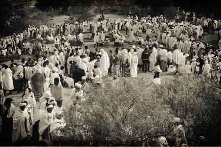 ETHIOPIA,LALIBELA-CIRCA  JANUARY 2018--unidentified people in crowd of  the genna celebration
のeditorial素材