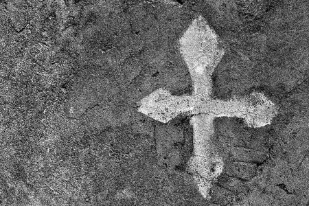 in   ethiopia africa    the painted cross in the old church and empty wallの写真素材