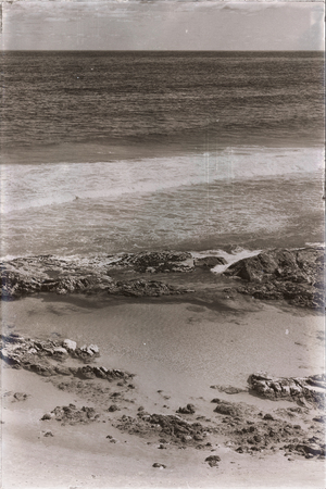 in  australia fraser island the beach near the rocks in the  wave of oceanの写真素材