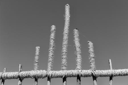 in   ethiopia africa  bamboo and rope abstract in the sky concept of differencesの写真素材