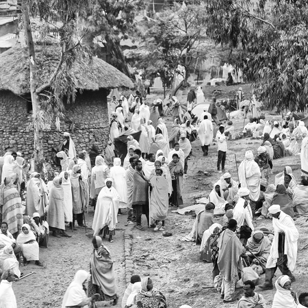 ETHIOPIA,LALIBELA-CIRCA  JANUARY 2018--unidentified people in crowd of  the genna celebration
のeditorial素材