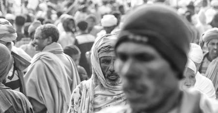 ETHIOPIA,LALIBELA-CIRCA  JANUARY 2018--unidentified people in crowd of  the genna celebrationのeditorial素材