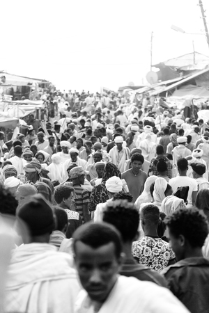 ETHIOPIA,LALIBELA-CIRCA  JANUARY 2018--unidentified people in crowd of  the genna celebrationのeditorial素材
