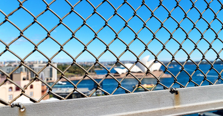 in  australia  sydney from the grate of bridge the office  and the skyline of the cityの写真素材