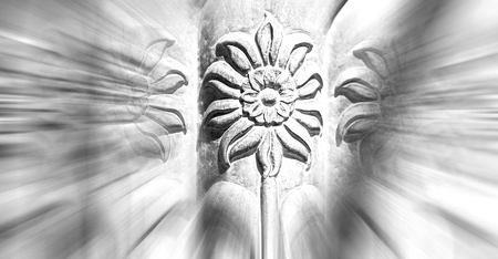 blurred zoom in old iran mousque the column  incision of a flower like abstract background
