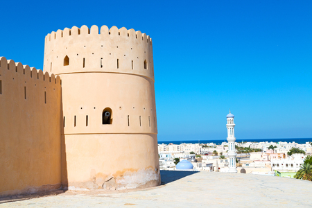 fort battlesment sky and    star brick in oman   muscat the old defensive  のeditorial素材