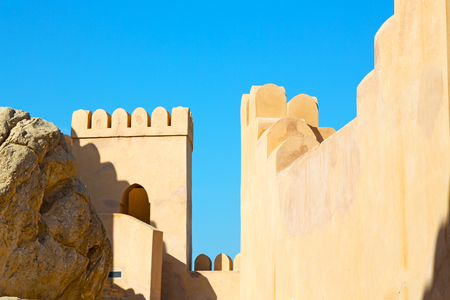 fort battlesment sky and    star brick in oman   muscat the old defensive  のeditorial素材