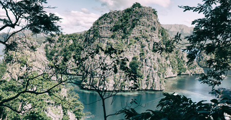 in  philippines  view from a cliff of the beautiful paradise bay and tropical lagoonの写真素材